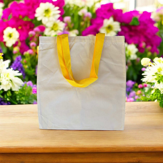 Tote bag coton beige vue de face, sac shopping à personnaliser