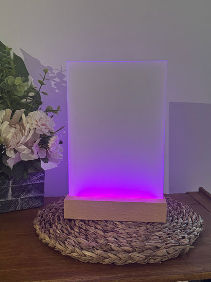 Cadre Photo en Verre Lumineux 15x22 cm avec Base en Bois