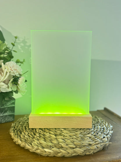 Cadre Photo en Verre Lumineux 15x22 cm avec Base en Bois