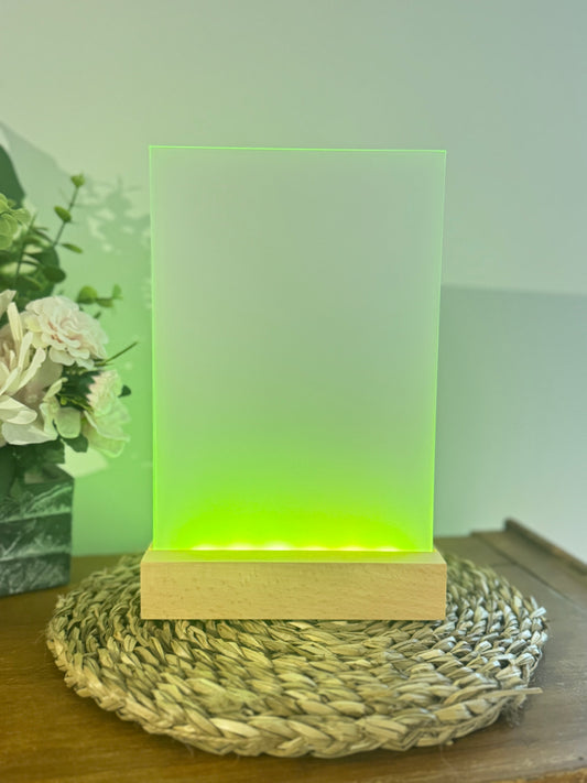 Cadre Photo en Verre Lumineux 15x22 cm avec Base en Bois