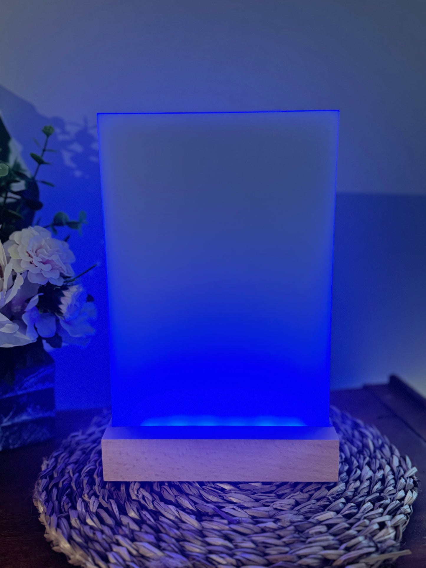 Cadre Photo en Verre Lumineux 15x22 cm avec Base en Bois