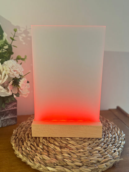 Cadre Photo en Verre Lumineux 15x22 cm avec Base en Bois