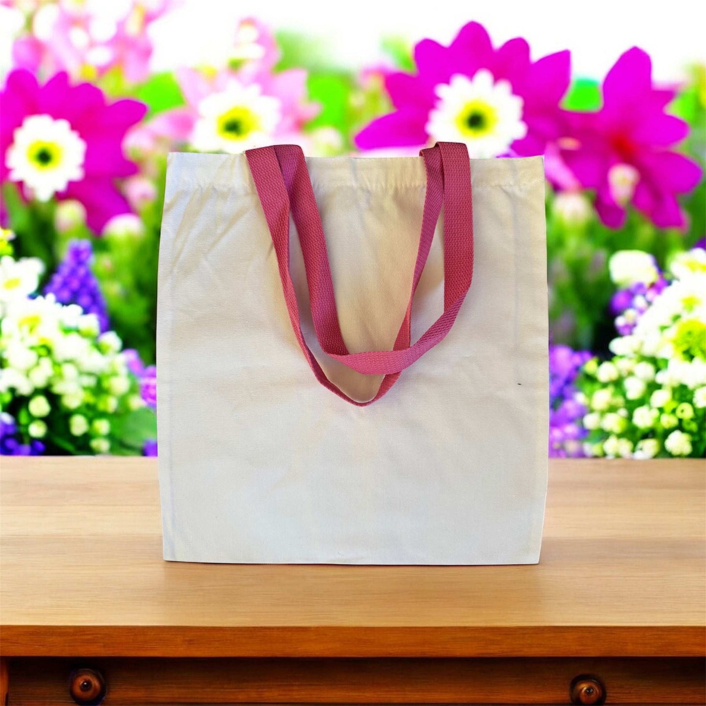 Tote bag en coton avec anses solides, sac écologique réutilisable personnalisable
