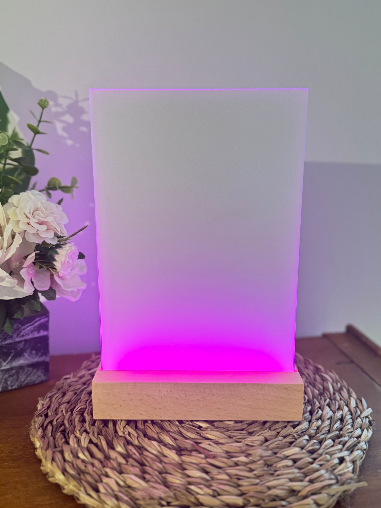 Cadre Photo en Verre Lumineux 15x22 cm avec Base en Bois