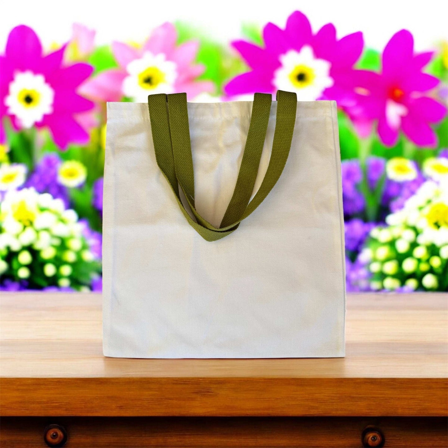 Tote bag en coton avec anses solides, sac écologique réutilisable personnalisable
