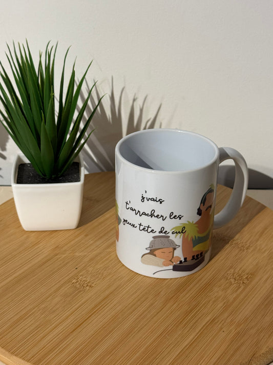 Mug Personnalisé - J'vais t'arracher les yeux tête de cul