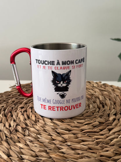 Mug Chat Café - "Touche à mon café"