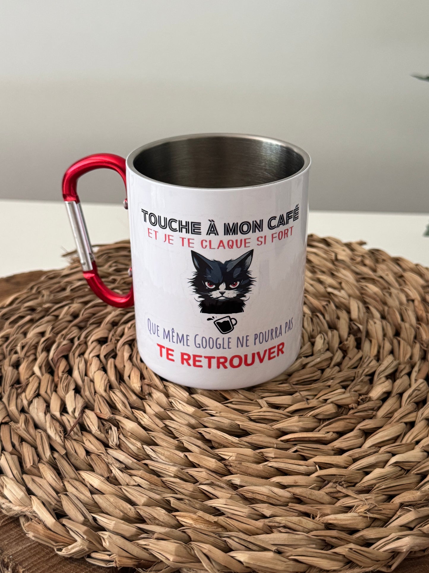 Mug Chat Café - "Touche à mon café"