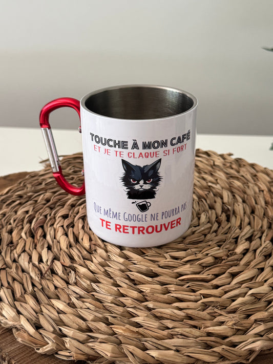 Mug Chat Café - "Touche à mon café"